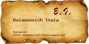 Balassovich Itala névjegykártya